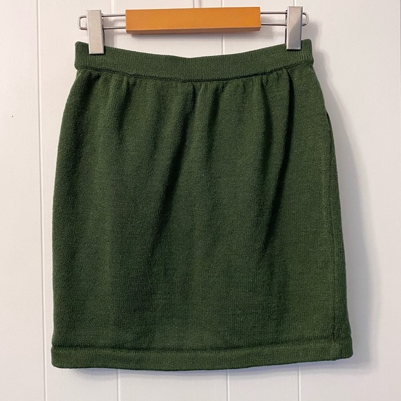 Vintage St John Collection Made in USA Santana Knit Forest Green Skirt Stretch - Picture 2 of 9